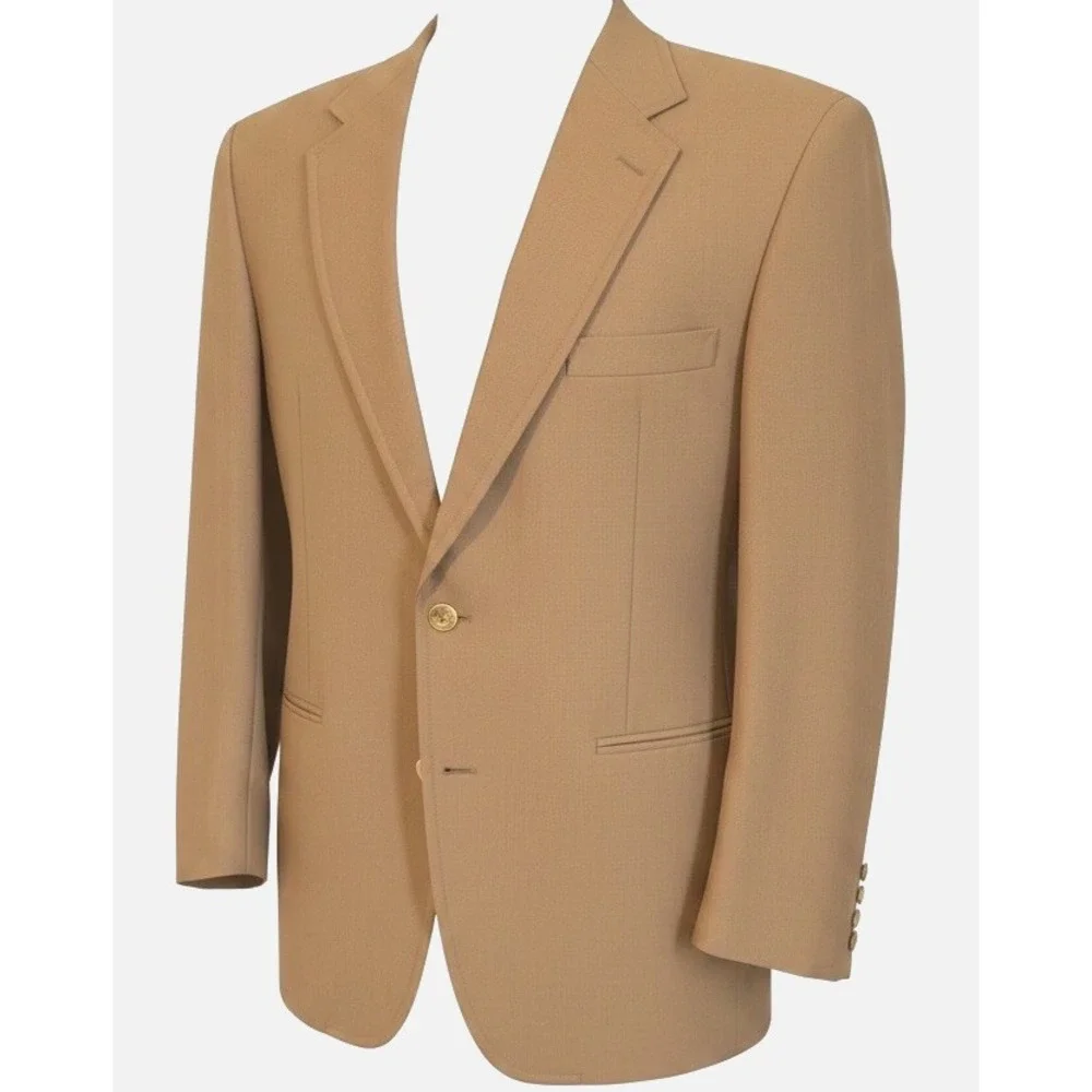 Five G's Camel Brown Gold Button Blazer Sport Coat Jacket 44R Slim Fit VTG USA